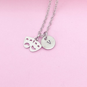 Silver Comedy Tragedy Drama Charm Necklace Theater Comedy Club Gifts Ideas Personalized Customized Made to Order, N124