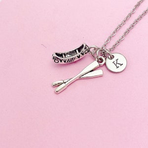 JERWLI Rowing Crew Gifts S925 Sterling Silver Rowing Oars Necklace Abalone Rowing Crew Pendant Fitness Necklaces Gym Jewelry Gifts For Rower Women Female Christmas Gift