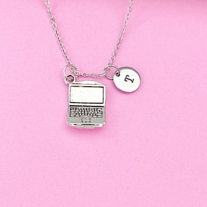 Silver Computer Charm Necklace, Laptop Necklace, N1910