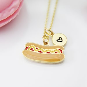 Hotdog Necklace, Gold Hot Dog, Personalized, Birthday Gift, Graduation Gift, Christmas Gift, Thank You Gift, Appreciation Gift, N3577