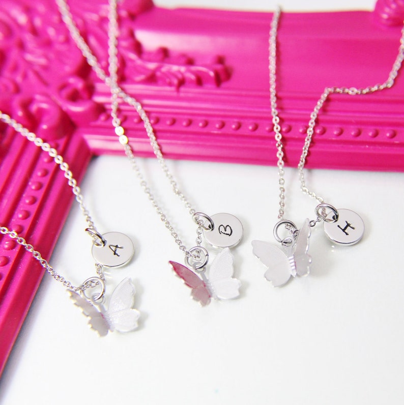 N2027 Bridesmaid Gift Birthday Gift Silver Butterfly Necklace Butterfly Necklace