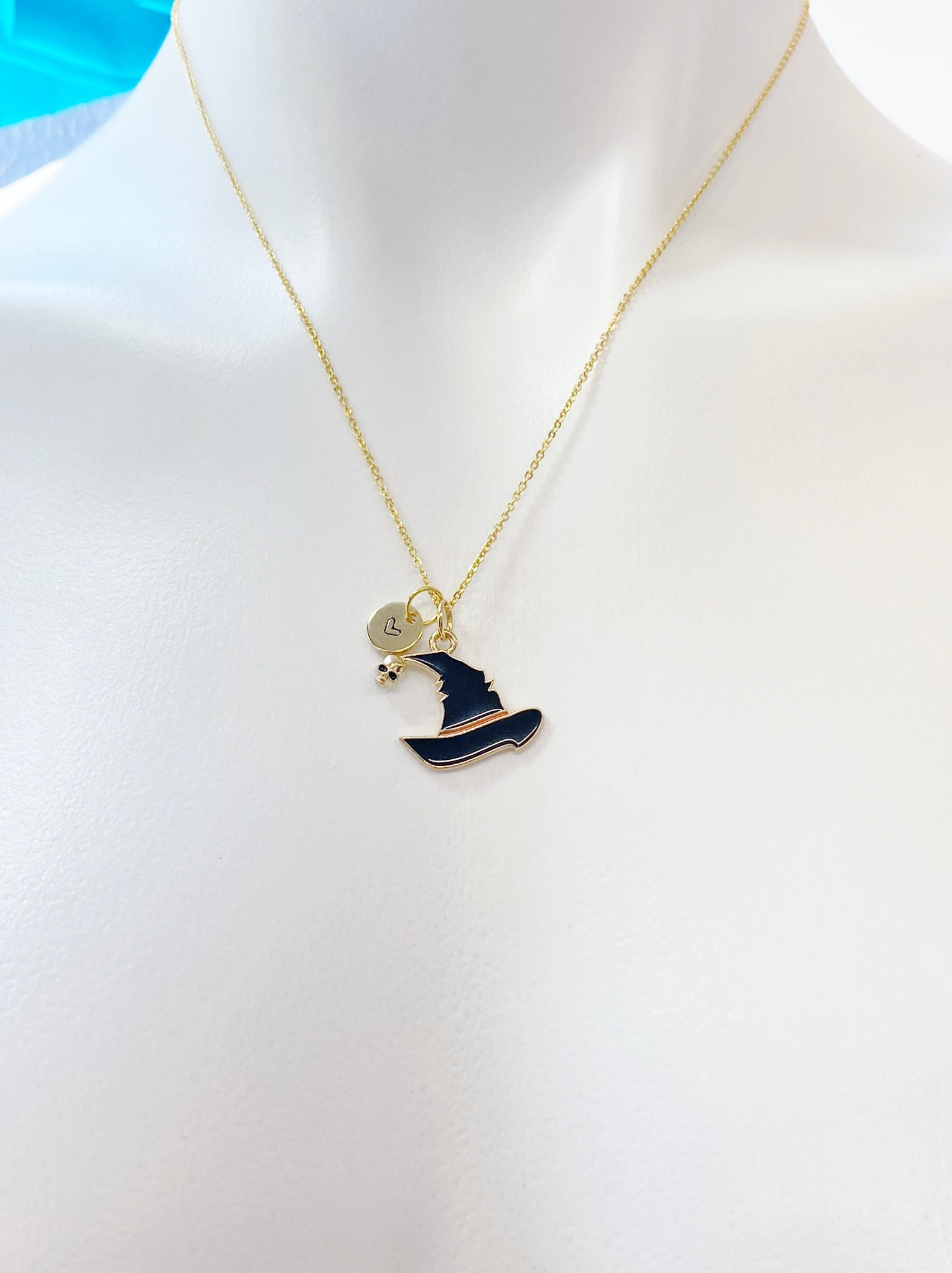 Gold Black Witch Hat Charm Necklace, Halloween Gifts, N2315 - Etsy
