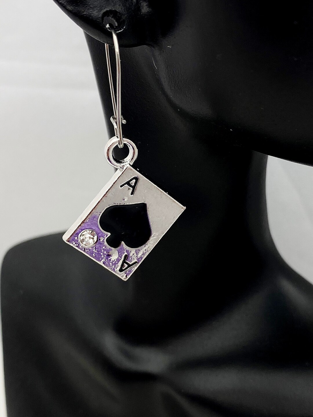 Ace of Spades Earrings, Hypoallergenic, Dangle Hoop Leverback Earrings