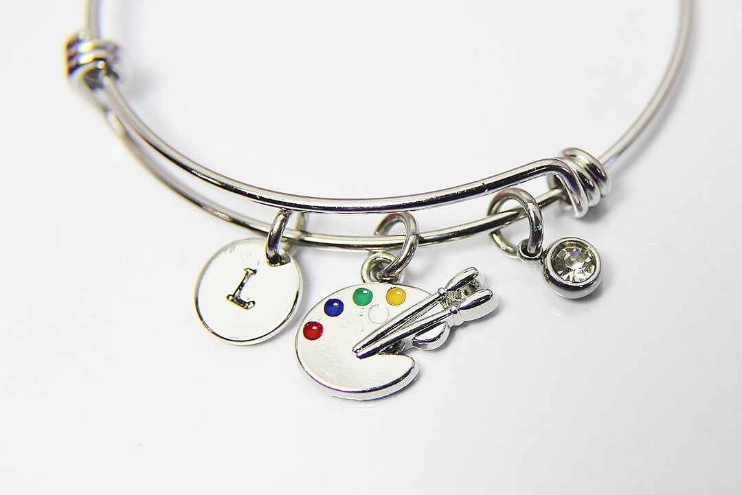 Silver Artist Palette Paint Charm Bracelet Paint Palette Etsy