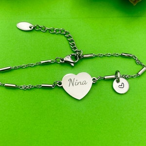 Best Christmas Gift for Nina, Nina Bracelet, Stainless Steel Heart Bracelet, Best Nina Jewelry, Personalized Gifts, D267 image 2
