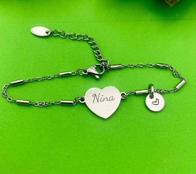 Best Christmas Gift for Nina, Nina Bracelet, Stainless Steel Heart Bracelet, Best Nina Jewelry, Personalized Gifts, D267 image 2