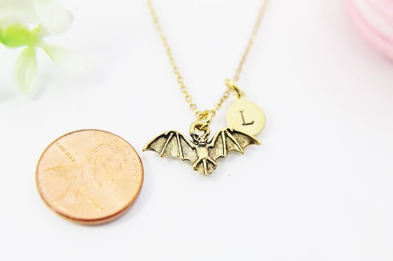 Gold Bat Charm Necklace Gold Bat Charm Bat Necklace Animal Etsy