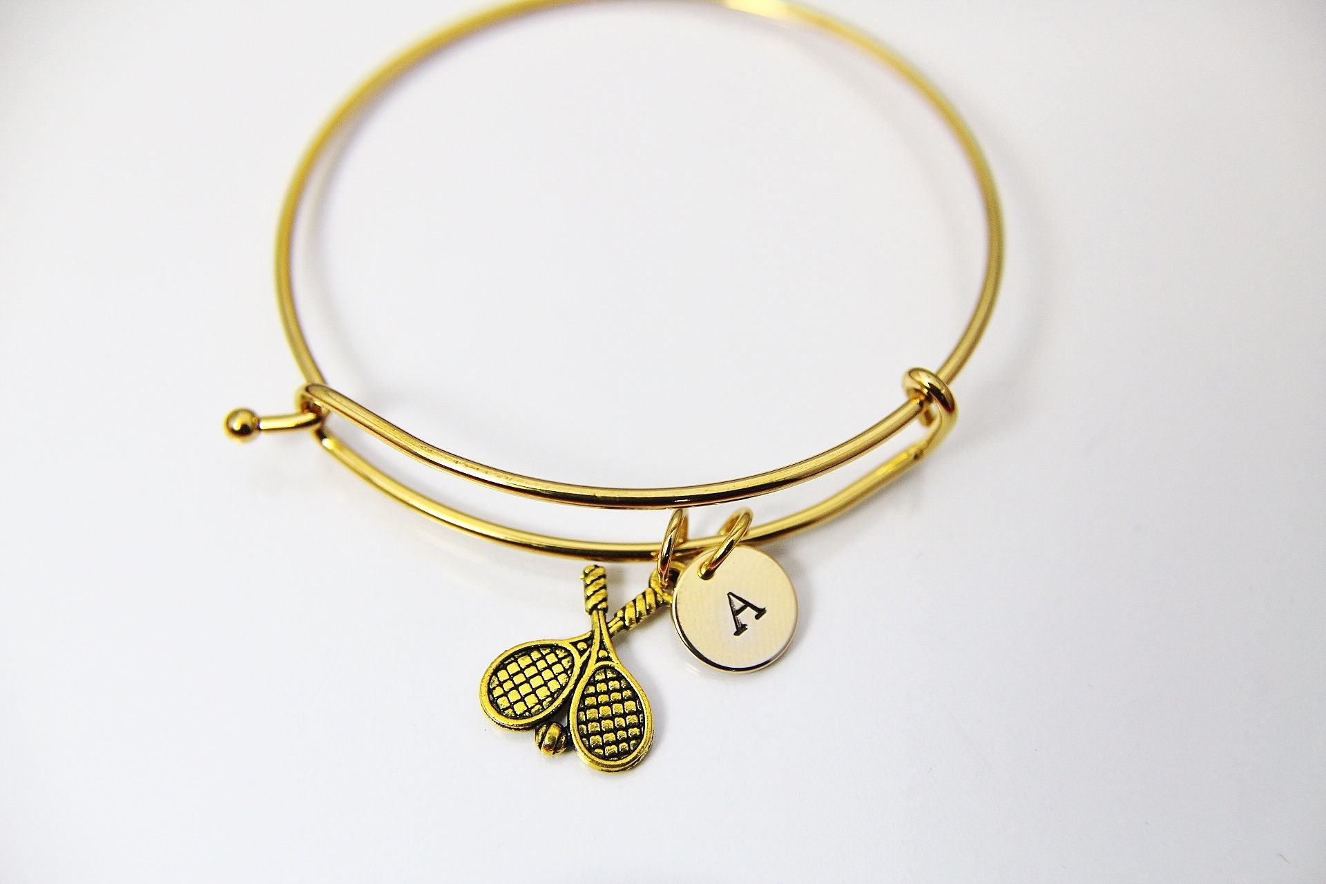 Gold Tennis Racquet Charm Bracelet Tennis Racquet Charm Etsy