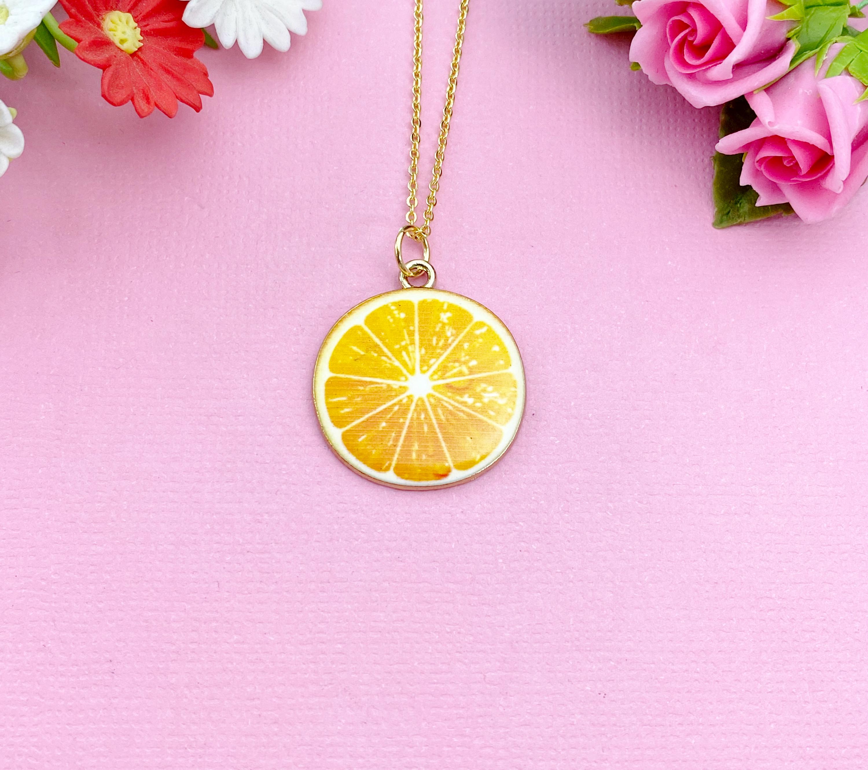 ●PINK PINEAPPLE● SMILE BEADS NECKLACEORANGE m1037_1016272 Orange Slice Charm Necklace, Gold Orange Charm, N27 - Etsy