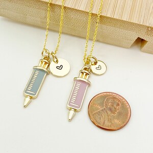 Gold Medical Injection Syringe Charm Necklace Best Seller Phlebotomy ...