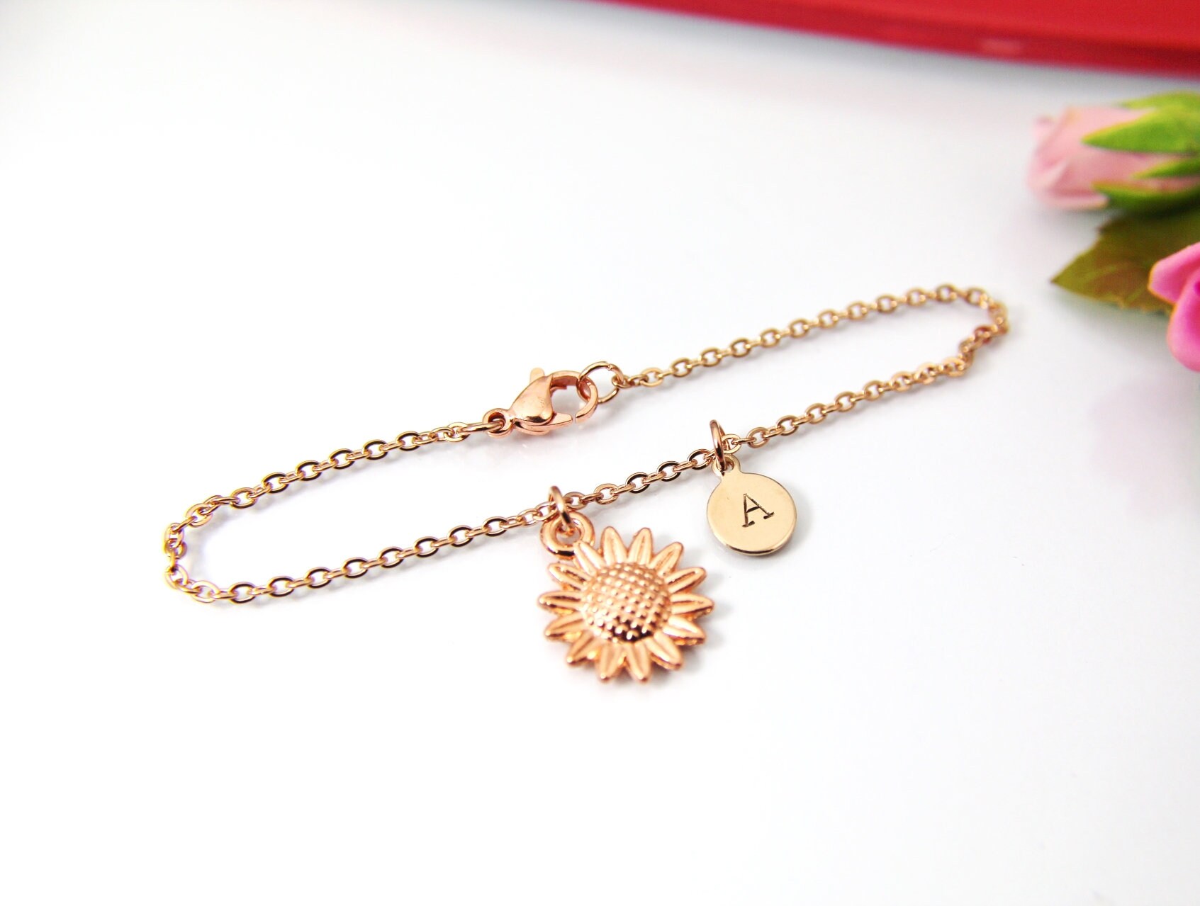 Rose gold sunflower best sale bracelet