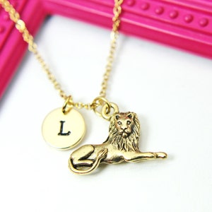 Lion Necklace, Gold Lion Charm, Lion Charm, Leo Charm, Leo Zodiac Charm, Leo Gift, Leo Constellation Jewelry, Personalized Gift, N424