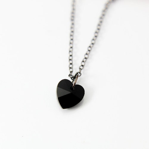 Halloween Black Heart Charm Necklace 