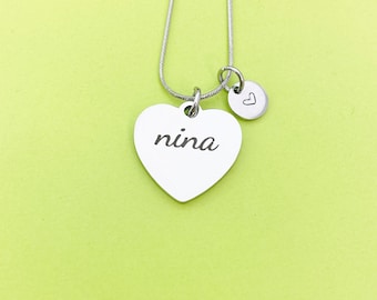 Christmas Gift for Nina, Stainless Steel Nina Necklace, Nina Jewelry, Personalized Customized Monogram Jewelry, D334