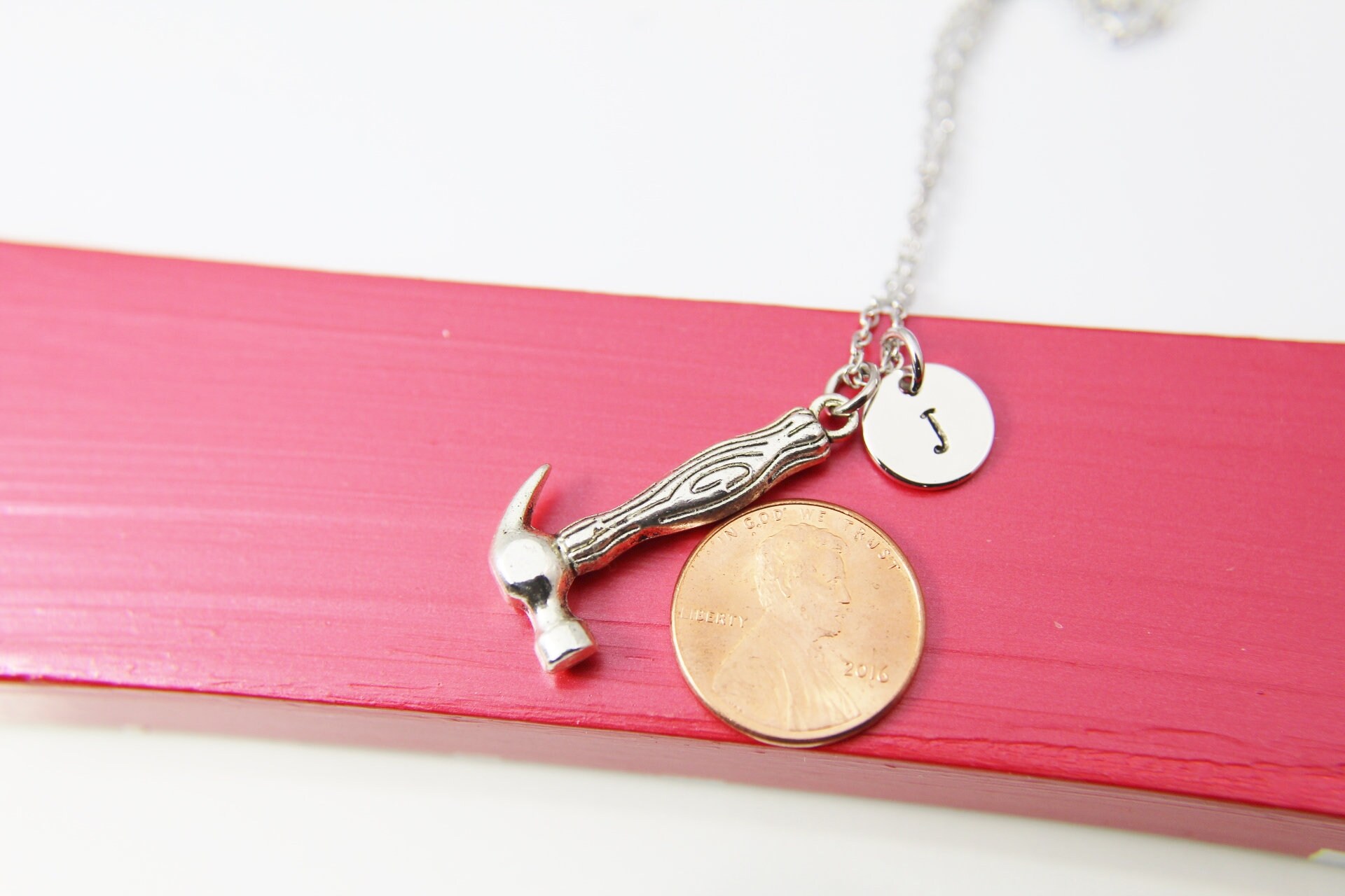 Silver Hammer Charm Necklace Hammer Charm Tool Necklace Etsy