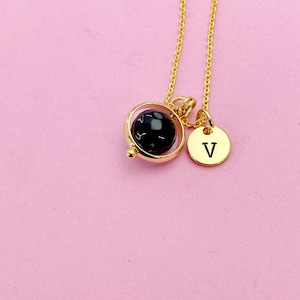 Gold Natural Snowflake Obsidian Necklace, Gemstone Jewelry N3845