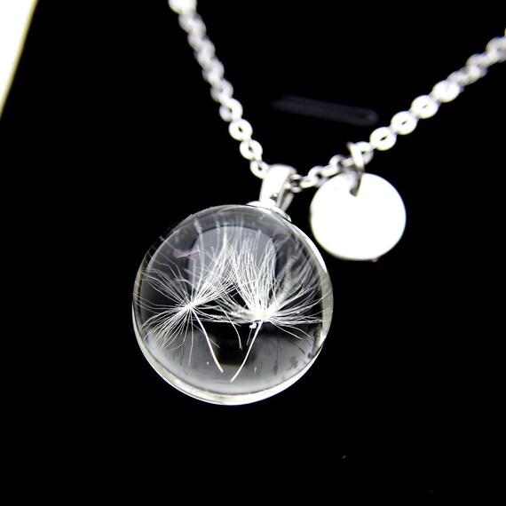 necklace with dandelion inside