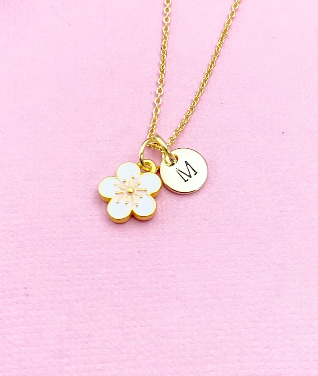Cherry Blossom Japanese Sakura Charm Gold Necklace, N5301 - Etsy