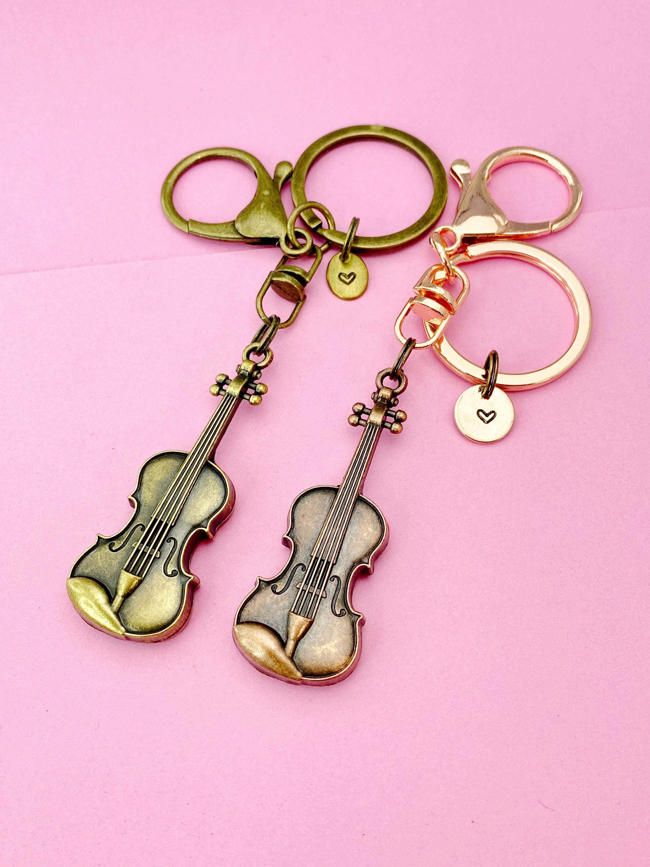 Gold or Rose Gold/red Copper Violin Keychain, Viola Charm, Cello Charm ...