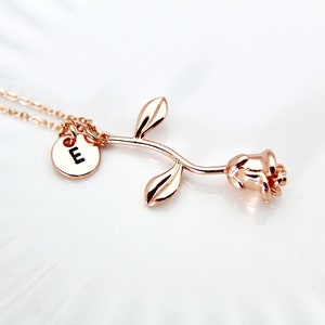 Rose Gold Rose Necklace, Mother's Day Gift, Garden Gifts, Girlfriend Gift, image 6