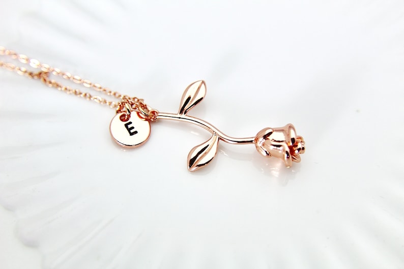 Rose Gold Rose Necklace, Mother's Day Gift, Garden Gifts, Girlfriend Gift, image 6