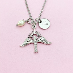 Holy Spirit Dove Necklace in Silver, Christian Dove Charm, Bird, Dove with Sun Ray Charm, Personalized Gift, Christmas Gift, N367