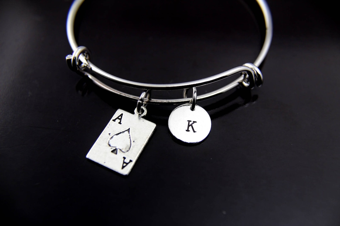 Ace of Spades Charm Bracelet Ace of Spade Charm Bangle Playing Etsy