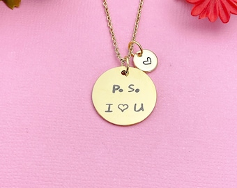I Love You Necklace & Earrings Set - 24k Gold Inscribed In 120 Languages On Heart CZ Stone, Gold Plated