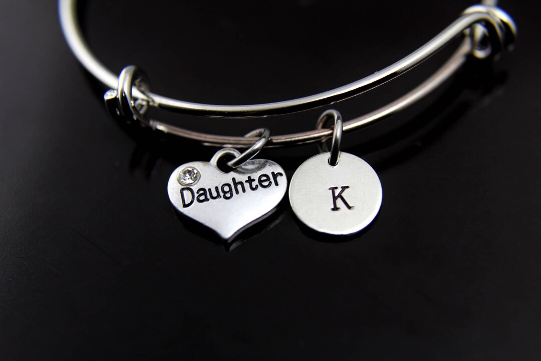 Daughter Bracelet Silver Daughter Charm Bangle Daughter Charm Etsy