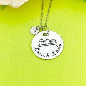 Best Christmas Gifts for School Lunch Lady, Silver Lunch Lady Necklace, D142