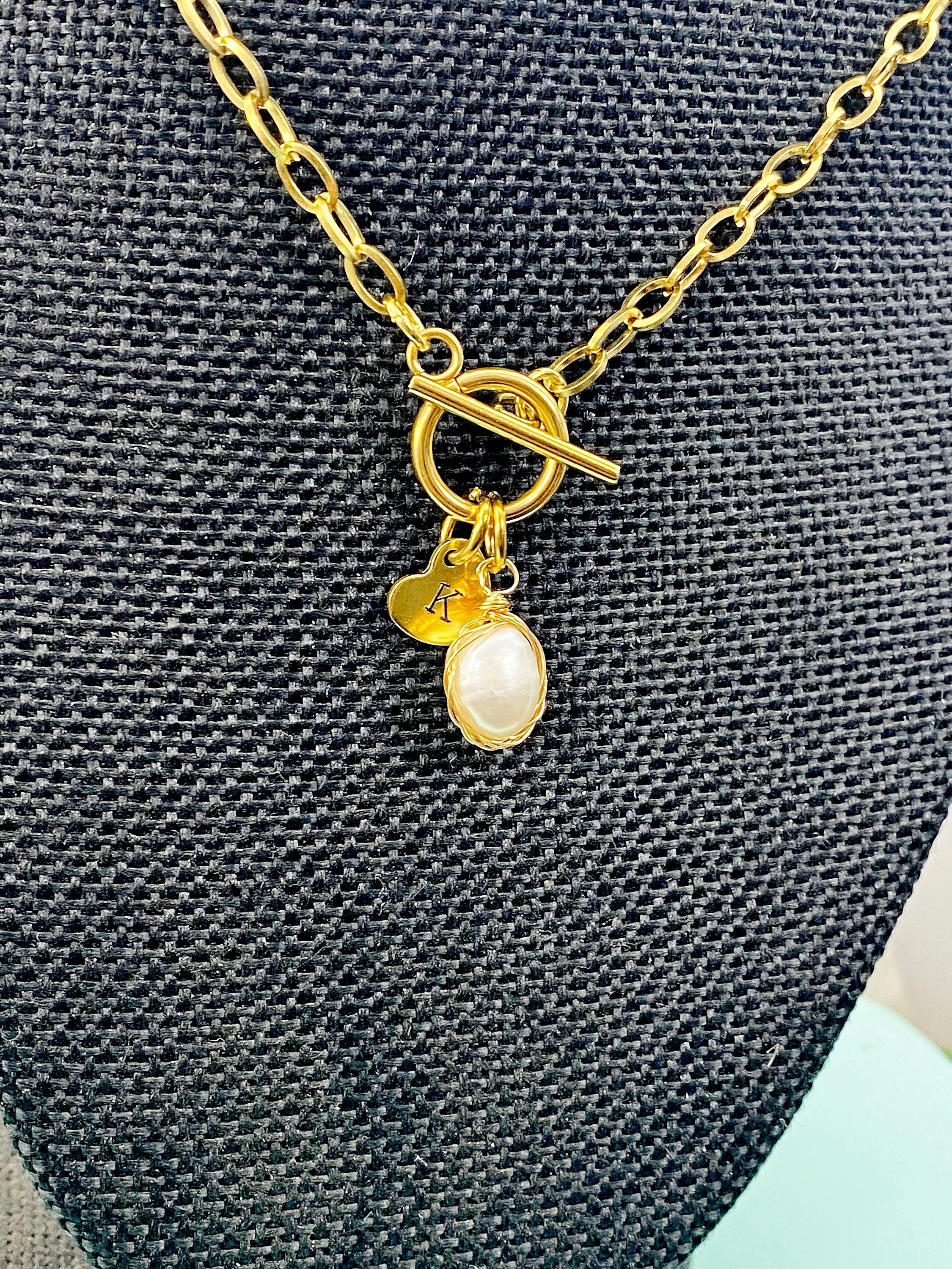 Baroque Keshi Pearl Necklace, Stainless Steel Jewelry, Gold or