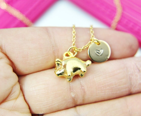 Gold Pig Charm Necklace Pig Charm Farm Animal Gift Pet Pig Charm Pet Gift Piggy Bank Charm Necklace Piggy Bank Charm N328 Etsy