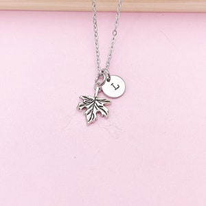 Silver Maple Leaf Charm Necklace, Personalized Gift, N2217