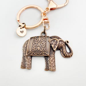 Rose Gold Elephant Charm Keychain, N5824