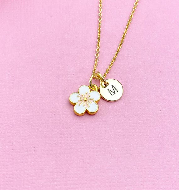 Cherry Blossom Japanese Sakura Charm Gold Necklace, N5301 - Etsy
