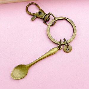 Bronze Kitchen Utensil Spoon Charm Keychain, Personalized Keychain ...