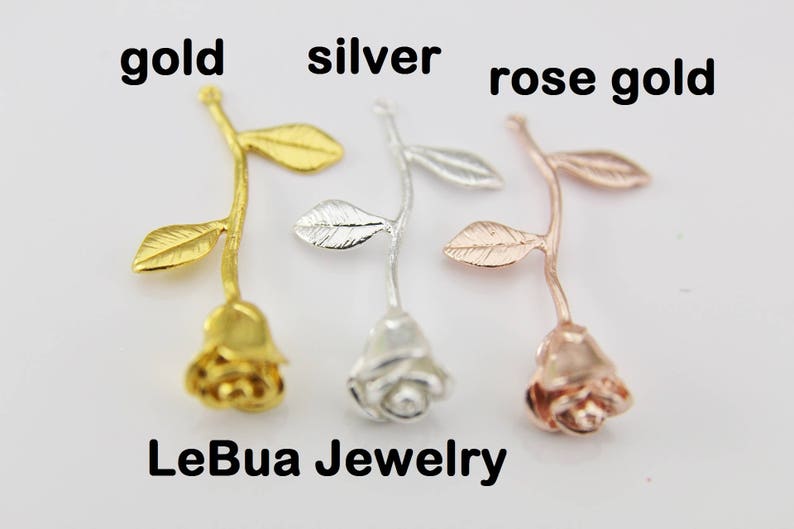 Rose Gold Rose Charm Bracelet, June Birthday Jewelry Gift image 9