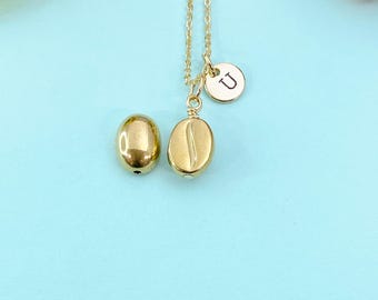 Gold Coffee Bean Charm Necklace Symbol of Connection & Warmth Gift