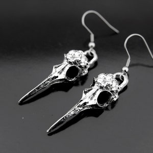 Halloween Raven Crow Bird Earrings Bird Charm Dangle Earrings Silver Earrings Gothic Jewelry