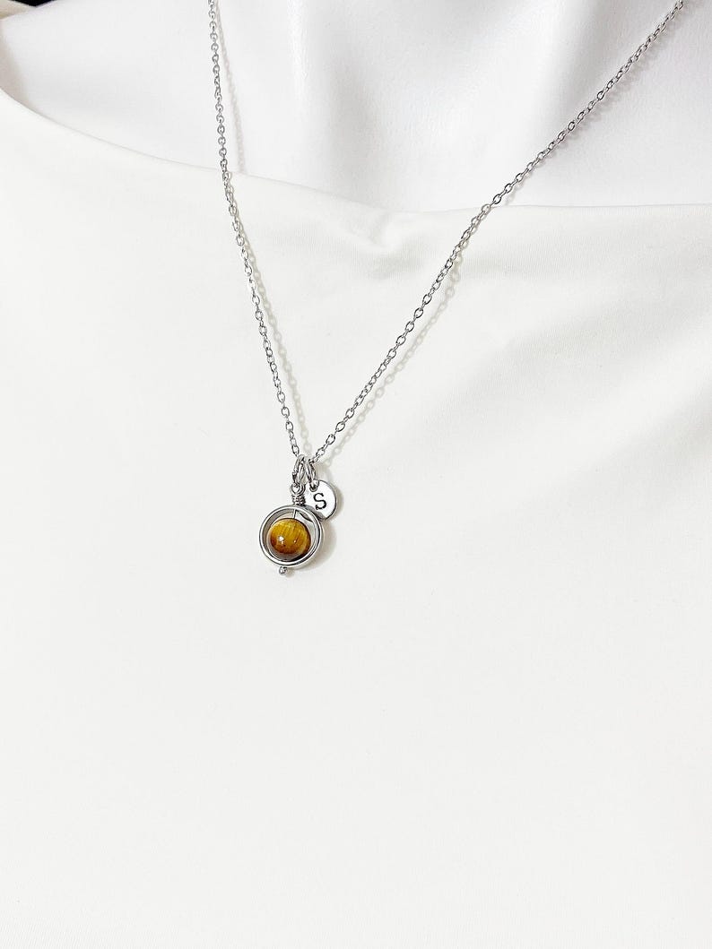 Gold or Silver Tiger Eye Necklace, Natural Gemstone Jewelry, N4691A image 10