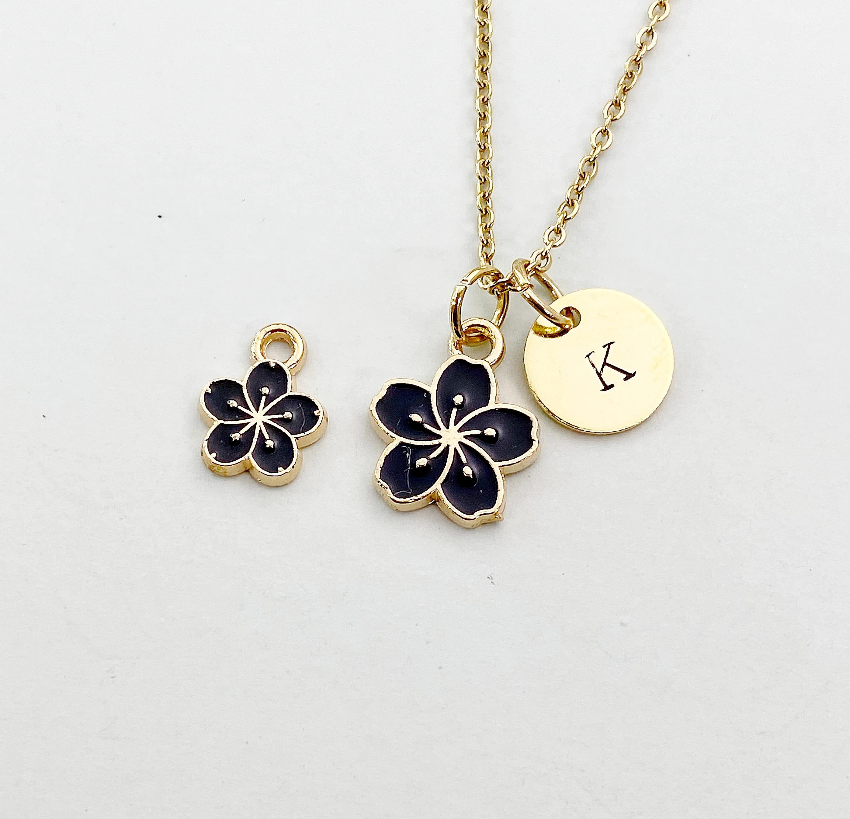 Gold Sakura Flower Charm Necklace, Cherry Blossom, N5912 - Etsy