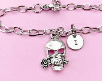 Gothic Jewellery Skull and Briar Rose Bracelet by Alchemy England 