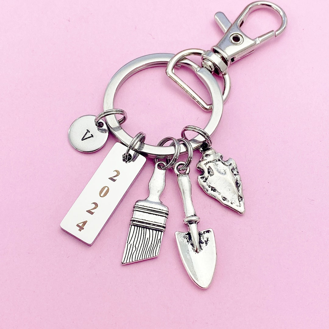 Showel Keychain Silver Brush Shovel Arrowhead Charm Keychain Archeology School Gifts ...
