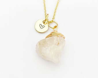 Gold Natural Quartz Necklace Birth Month Gemstone Jewelry, Personalized Customized Gifts, N5331A