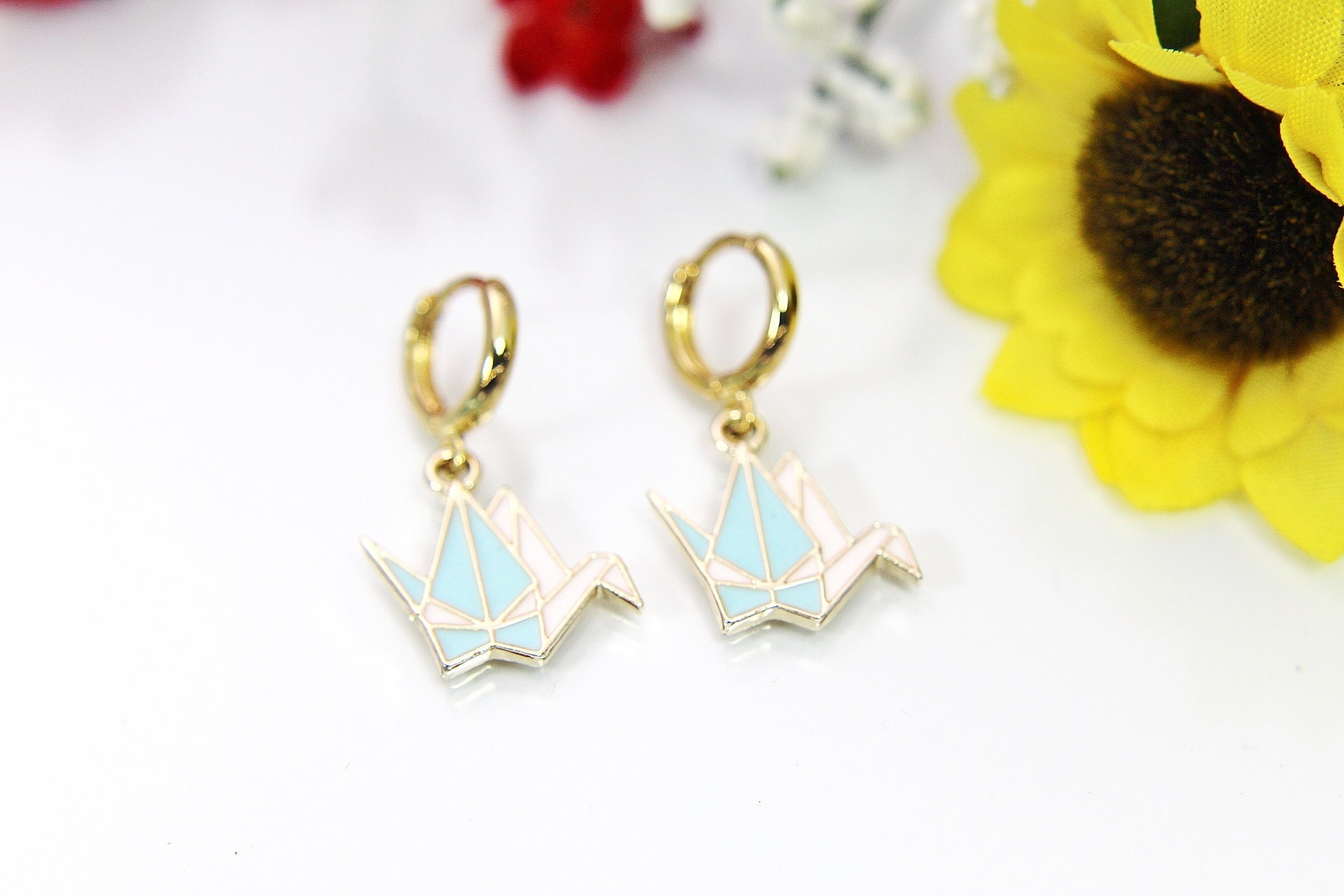 Gold Paper Crane Earrings Paper Crane Charm Best Friends Etsy