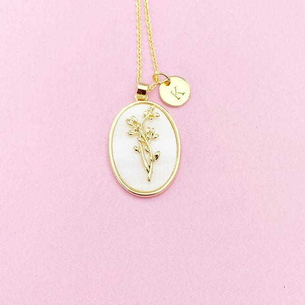 Holly Flower Necklace in Gold, December Birthday Gifts, N4883L