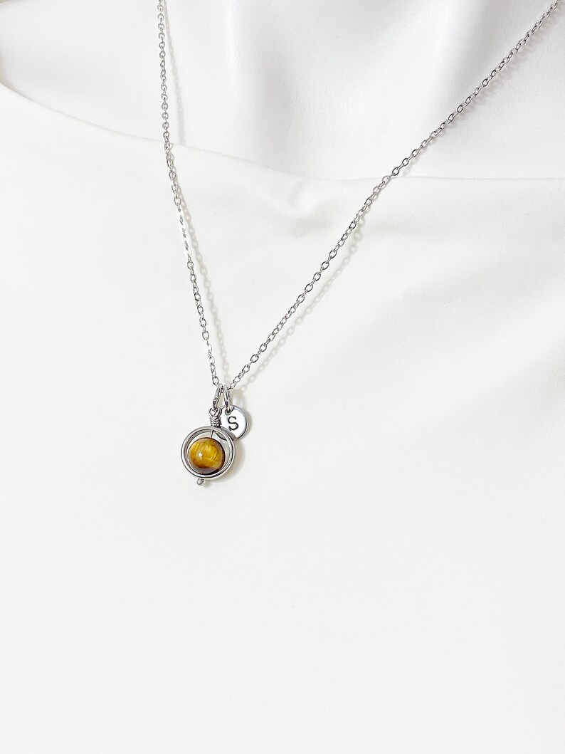 Gold or Silver Tiger Eye Necklace, Natural Gemstone Jewelry, N4691A image 7