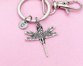 Silver Dragonfly Charm Keychain Personalized Customize Gifts, AN56