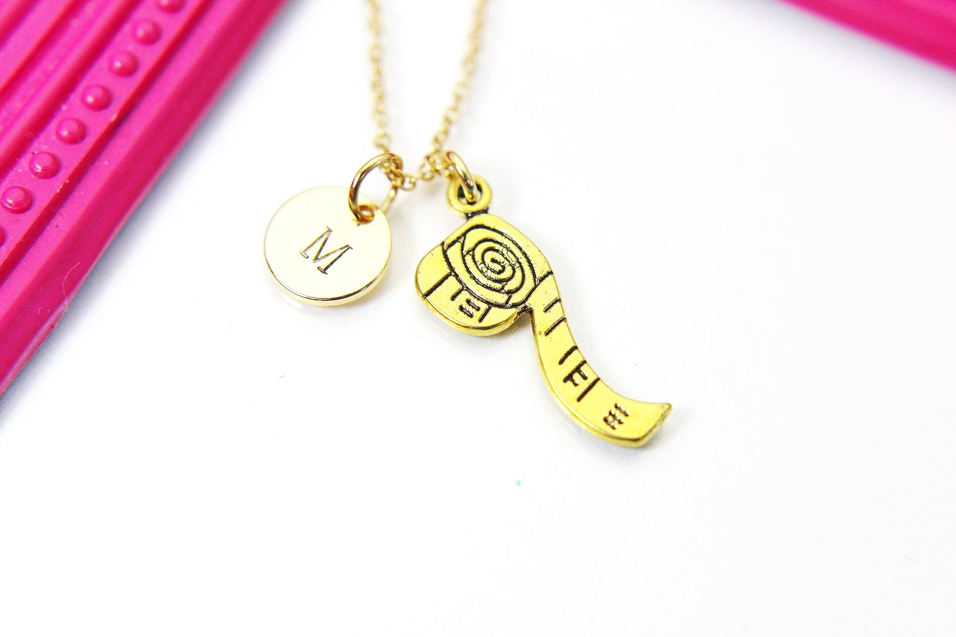 Gold Tape Measure Charm Necklace Tape Measure Sewing Etsy