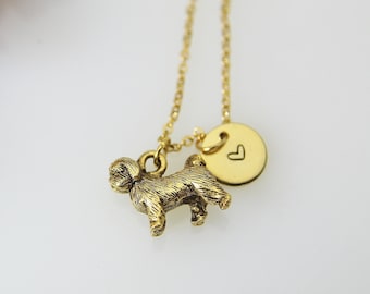 Shih Tzu Dog Necklace, Gold Shih Tzu Dog Charm Necklace, Shih Tzu Dog Charm, Dog Breed Animal Charm, Personalized Gift, Christmas Gift, N472
